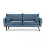 Canapea cu tapițerie din catifea Kooko Home Lento, 198 cm, albastru deschis