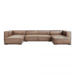 Colțar maro deschis cu tapițerie din piele (în formă de "U") Madame – Windsor & Co Sofas