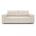 Canapea bej extensibilă cu tapițerie din catifea reiată 245 cm Nihad – Bobochic Paris