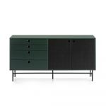 Comodă Teulat Punto, lungime 150 cm, negru-verde