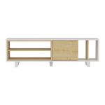 Comodă TV albă/cu aspect de lemn de stejar 160x49 cm Rosmar – Kalune Design