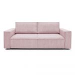 Canapea roz-deschis extensibilă cu tapițerie din catifea reiată 245 cm Nihad – Bobochic Paris