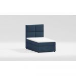 Pat albastru închis tapițat cu spațiu de depozitare cu somieră 80x200 cm Lena – Ropez
