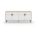 Comodă albă/în culoare naturală joasă cu aspect de lemn de stejar 185x79 cm Nola – Marckeric