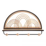 Cuier de perete negru/în culoare naturală cu raft din metal Oporto – Mauro Ferretti