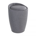 Coș de rufe și taburet, 2 în 1, Wenko Linen Look, gri, 20 l