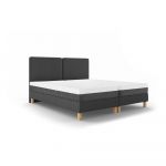 Pat matrimonial 160x200 cm gri închis tapițat cu somieră Lotus – Mazzini Beds