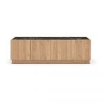Comodă TV negru/natural cu aspect de lemn de stejar 160x48 cm Dione – Marckeric