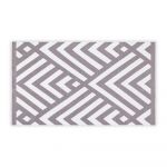 Covoraș baie din bumbac Foutastic Geometric, 100 x 180 cm, alb-gri