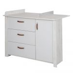 Comodă de copii albă joasă cu masă de schimbat 126x99 cm Mila – Roba