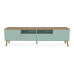 Masă TV cu detalii în decor de stejar Tenzo Dot, lățime 192 cm, verde