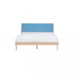 Pat matrimonial albastru/în culoare naturală din lemn masiv de stejar 140x200 cm Fawn – Gazzda