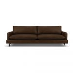 Canapea maro închis cu tapițerie din piele 260 cm Virna – Micadoni Home