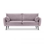 Canapea cu tapițerie din catifea Kooko Home Lento, 198 cm, roz deschis