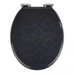 Capac WC cu închidere lentă Wenko Bellevue, 42,5 x 35,5 cm, gri închis