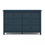 Comodă albastru-închis joasă din lemn masiv de pin 130x80 cm Misti – Marckeric