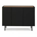 Comodă neagră/în culoare naturală joasă cu aspect de lemn de stejar 110x85 cm Arista – Teulat