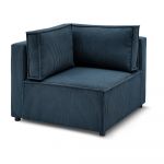 Modul pentru canapea albastru închis cu tapițerie din catifea reiată (cu colț variabil) Nihad modular – Bobochic Paris