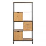 Bibliotecă neagră în decor de stejar 85x183 cm Swindon - Actona