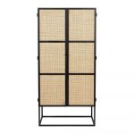 Dulap negru din ratan 70x145 cm Guuji - White Label