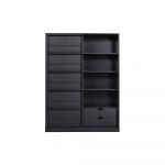 Bibliotecă din lemn de pin cu 2 sertare WOOOD Swing, negru