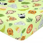 Cearceaf elastic din bumbac Mr. Fox Wild, 70 x 140 cm, verde