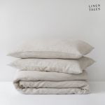 Lenjerie de pat albă/bej din in pentru pat de o persoană 135x200 cm – Linen Tales