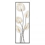 Decorațiune suspendată metalică Mauro Ferretti Luxy -A-, 31 x 90 cm, motive frunze