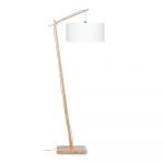 Lampadar din lemn de bambus Good&Mojo Andes, abajur alb