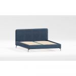 Pat albastru închis tapițat cu somieră 90x200 cm Barker – Ropez