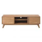 Masă TV în culoare naturală cu aspect de lemn de stejar 150x46 cm Rho – Unique Furniture