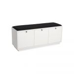 Bancă cu spațiu de depozitare și șezut negru Rowico Confetti, lățime 106 cm, alb