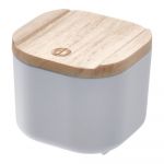 Cutie depozitare cu capac din lemn paulownia iDesign Eco, 9 x 9 cm, gri