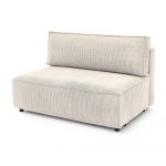 Modul pentru canapea crem cu tapițerie din catifea reiată (de mijloc) Nihad modular – Bobochic Paris