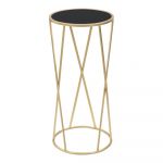 Masă auxiliară Mauro Ferretti Glam Simple, înălțime 75 cm, negru - auriu