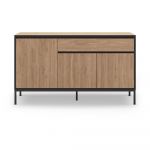 Comodă în culoare naturală joasă cu aspect de lemn de stejar 140x80 cm Lorenza – Marckeric