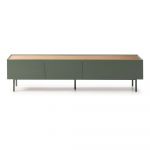 Masă TV verde/în culoare naturală cu aspect de lemn de stejar 180x45 cm Arista – Teulat