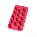Formă din silicon pentru gheață Lékué Heart, 24 cuburi, roșu