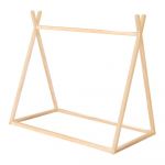 Pat pentru copii în culoare naturală de tip casă 70x140 cm Montessori – Roba
