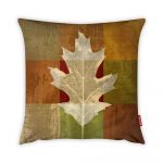 Față de pernă cu amestec din bumbac Vitaus Autumn Parade Leafe, 43 x 43 cm