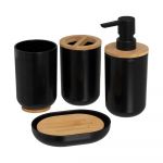 Set de accesorii de baie negru din plastic – Casa Selección