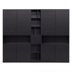 Bibliotecă modulară neagră din lemn masiv de pin 260x210 cm Finca – WOOOD