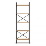 Etajeră negru/natural cu aspect de lemn de stejar 58x175 cm Dusan – Marckeric
