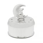 Cutie muzicală argintiu-lucios din metal ø 7x8 cm Bear and Moon – Zilverstad