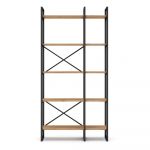 Etajeră negru/natural cu aspect de lemn de stejar 87,5x175 cm Dusan – Marckeric
