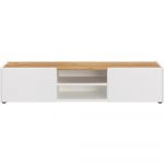 Masă TV albă/în culoare naturală cu aspect de lemn de stejar 164x35 cm Schlangen – Germania
