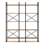 Etajeră negru/natural cu aspect de lemn de stejar 144x175 cm Dusan – Marckeric