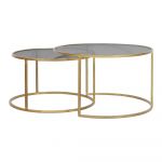 Măsuțe de cafea rotunde din sticlă în set de 2 buc. în auriu ø 75 cm Duarte - Light & Living