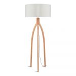 Lampadar din lemn de bambus Good&Mojo Annapurna, abajur bej deschis