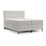 Pat boxspring gri deschis cu spațiu de depozitare 200x200 cm Urbaneo – Maison de Rêve